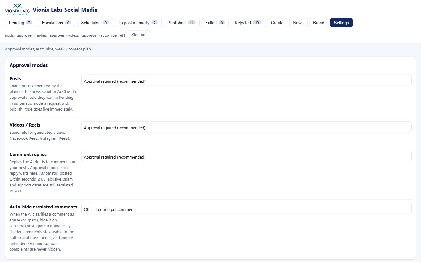 Approval settings for posts, videos, replies and hiding spam