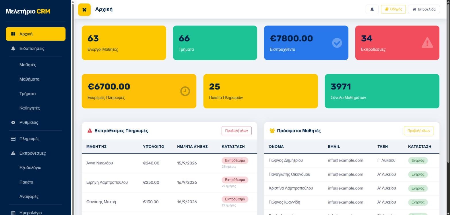 CRM for a private tutoring centre